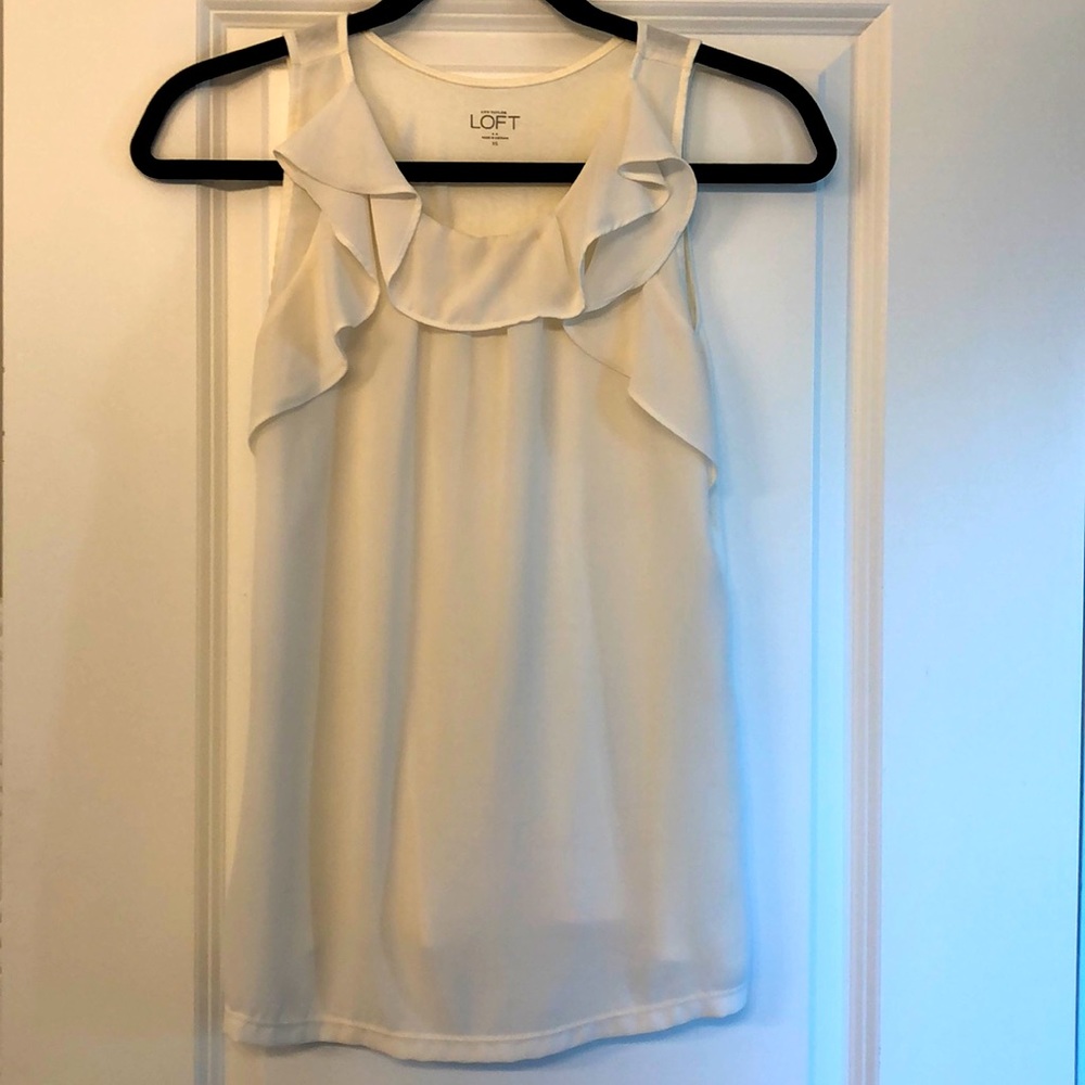 LOFT white frill top